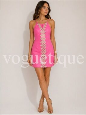 Lilly Pulitzer pink gold dress
